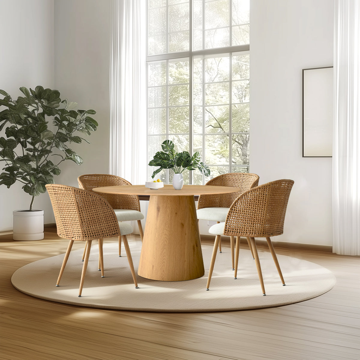 Dwen & Grasse 46" Modern Round Dining Table Set for 4 (5-Piece)