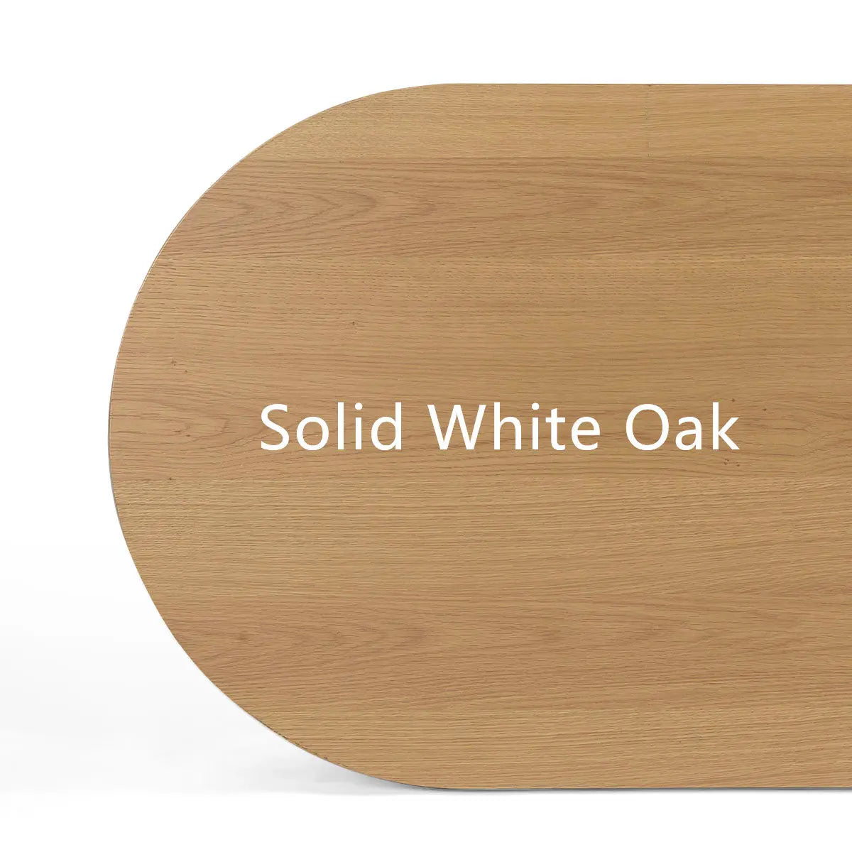 Aodai Oak Wood & Rattan Oval Coffee Table top in solid white oak finish.