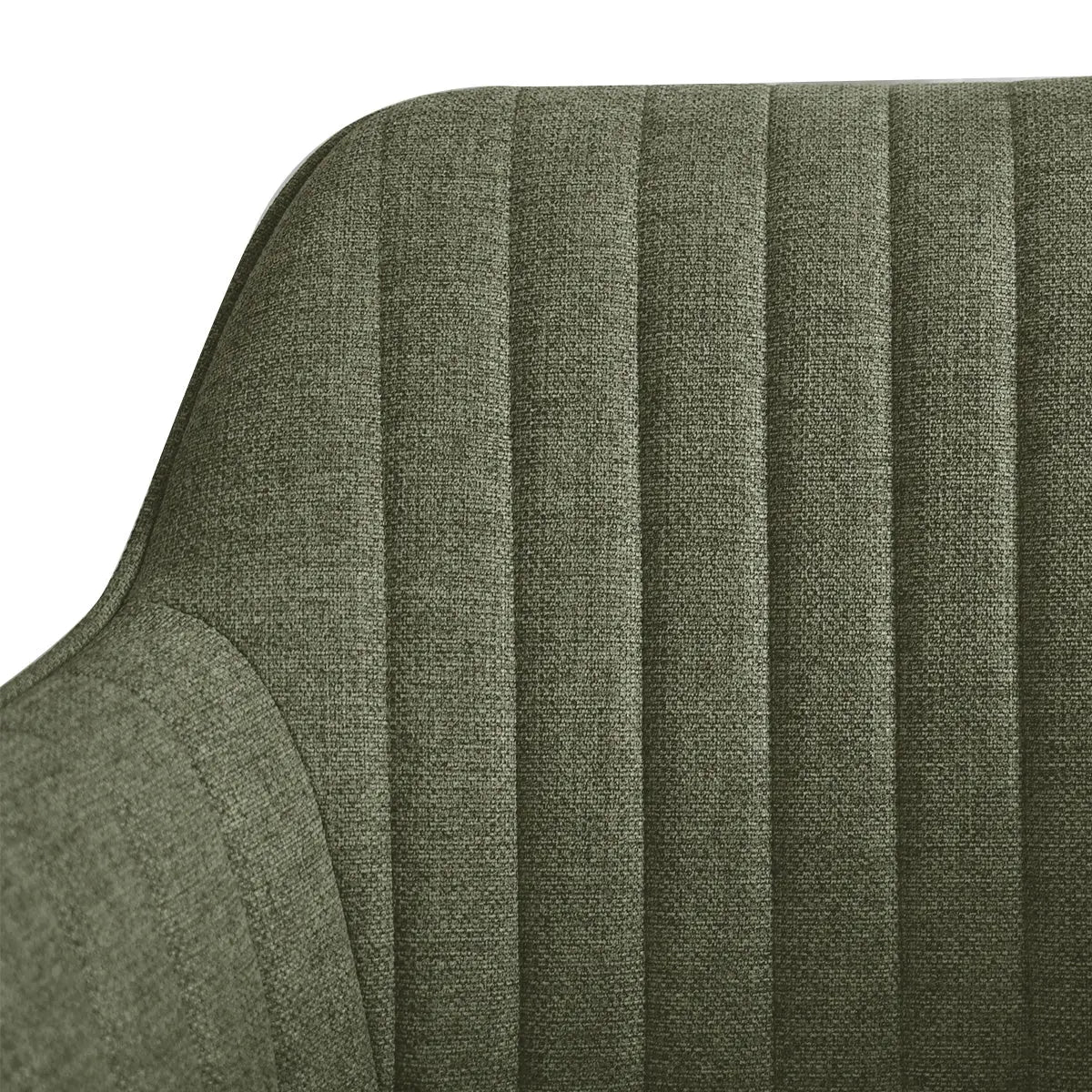 Green upholstered fabric detail of Boston Modern Dining Chair with arms and stylish textured pattern.