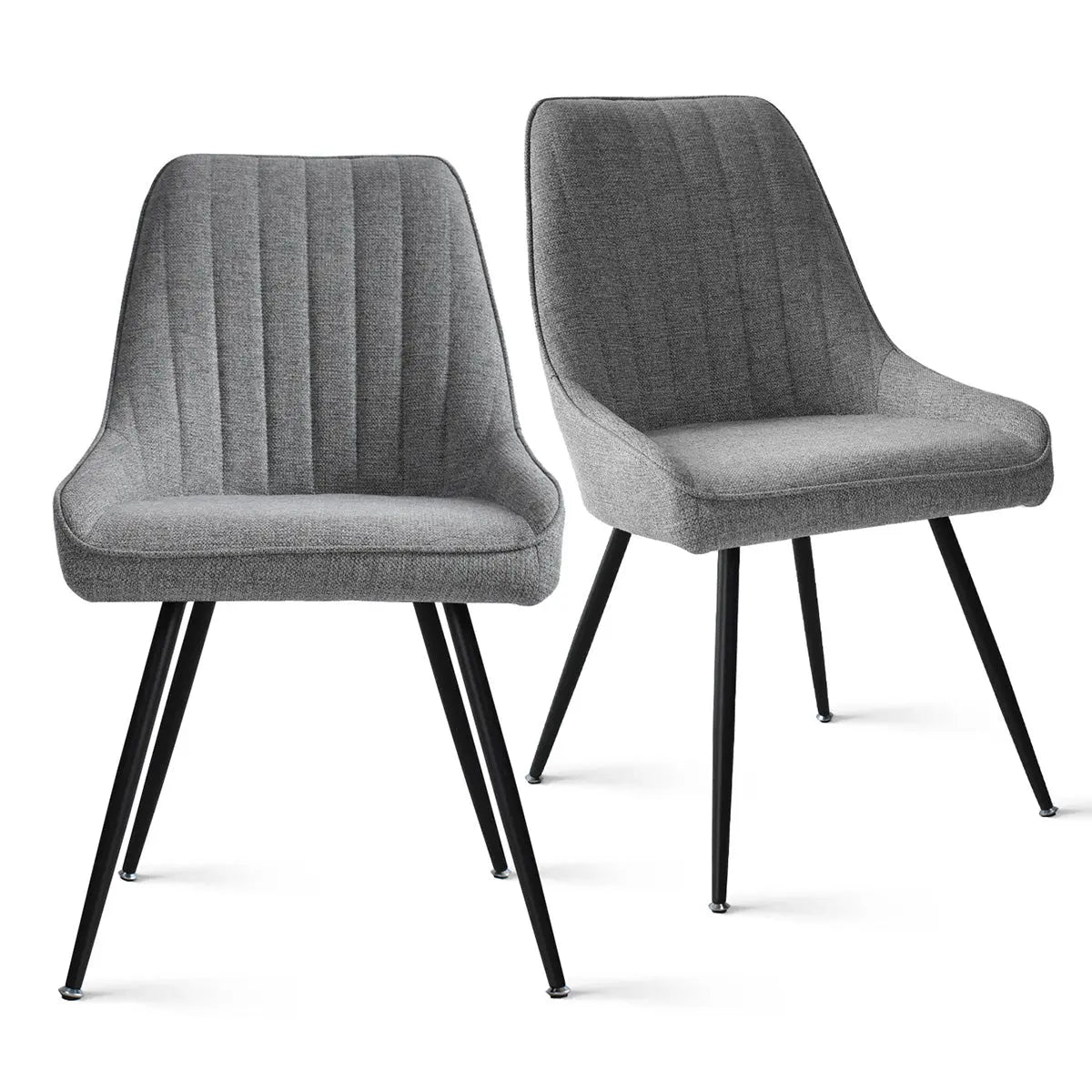 Boston Modern Upholstered Dining Chair in gray, sleek black legs; ideal for contemporary dining spaces.