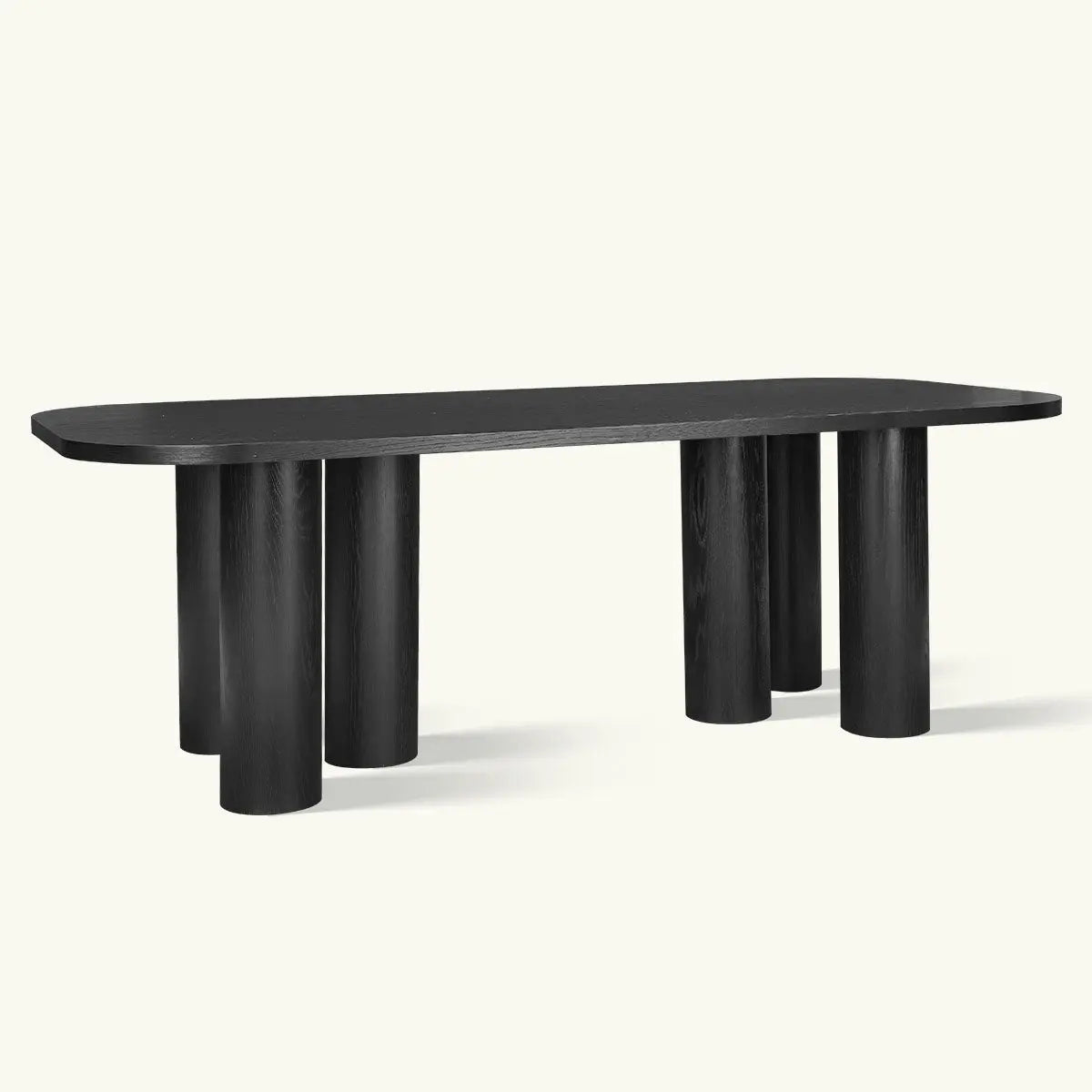 Baguette large oak dining table, modern rectangular design on light background.