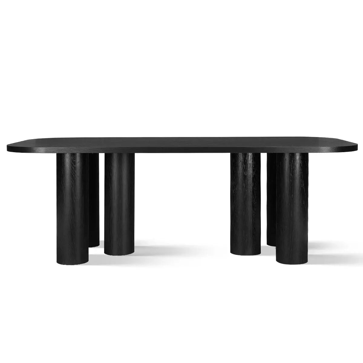 Baguette Modern Rectangle Oak Dining Table, black, large, in minimalist setting; oak wood finish.