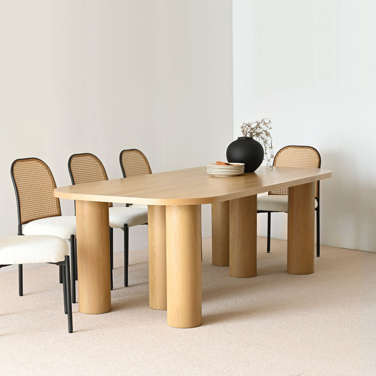 Baguette 86.5" Modern Rectangle Oak Large Dining Table