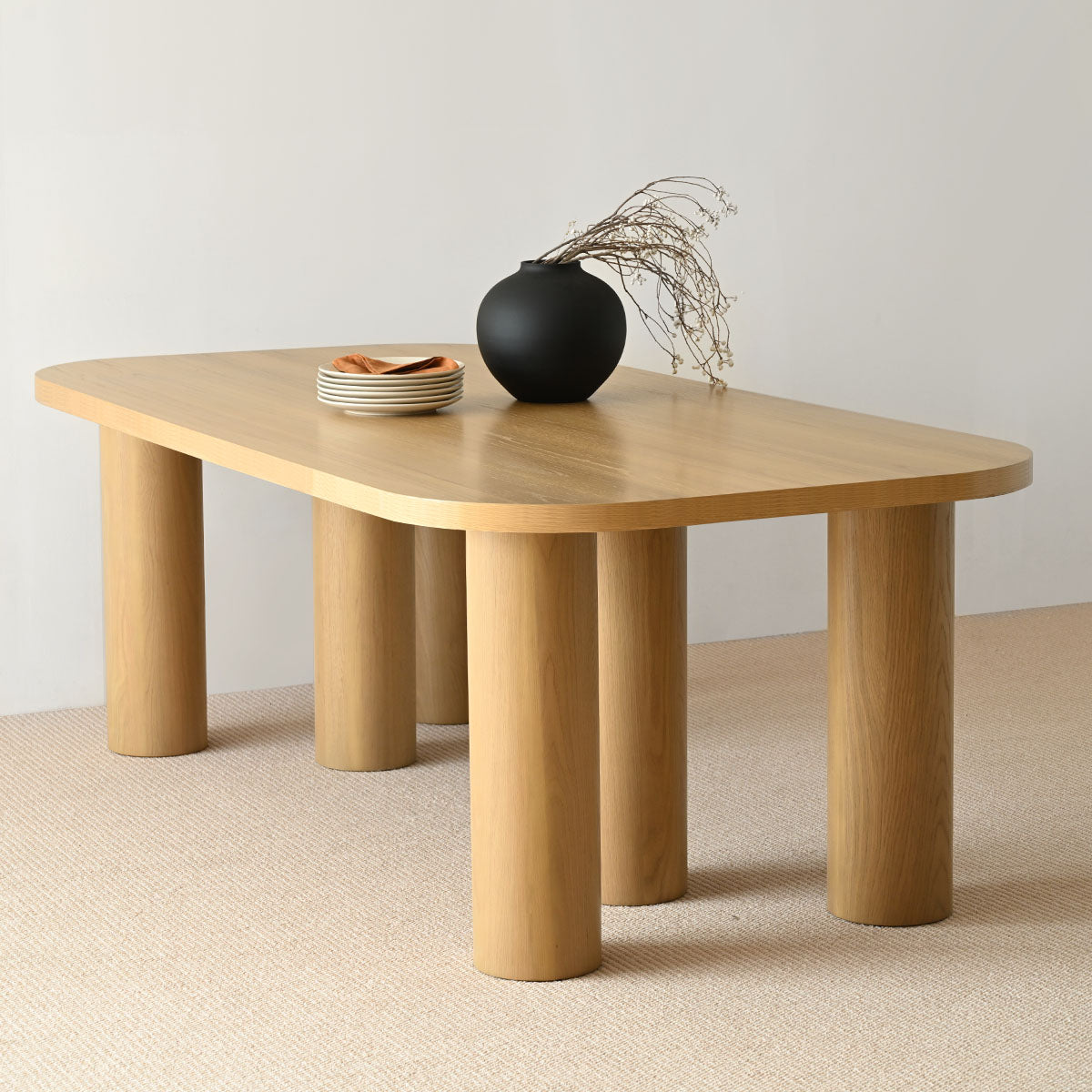 Baguette 86.5" Modern Rectangle Oak Large Dining Table