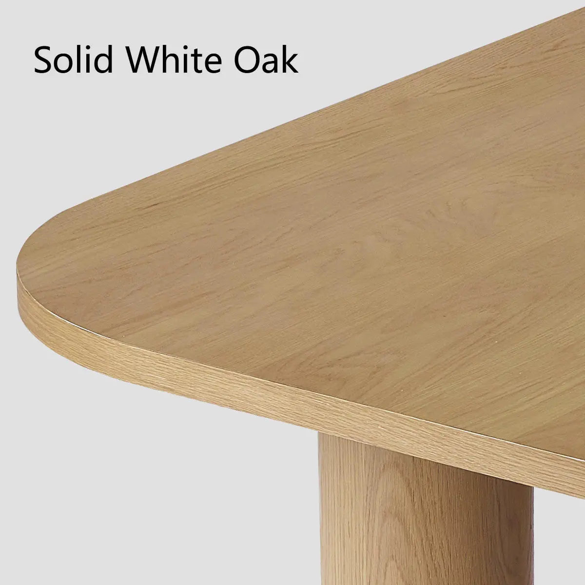 Solid white oak surface of the Baguette Modern Rectangle Dining Table, minimalistic style.