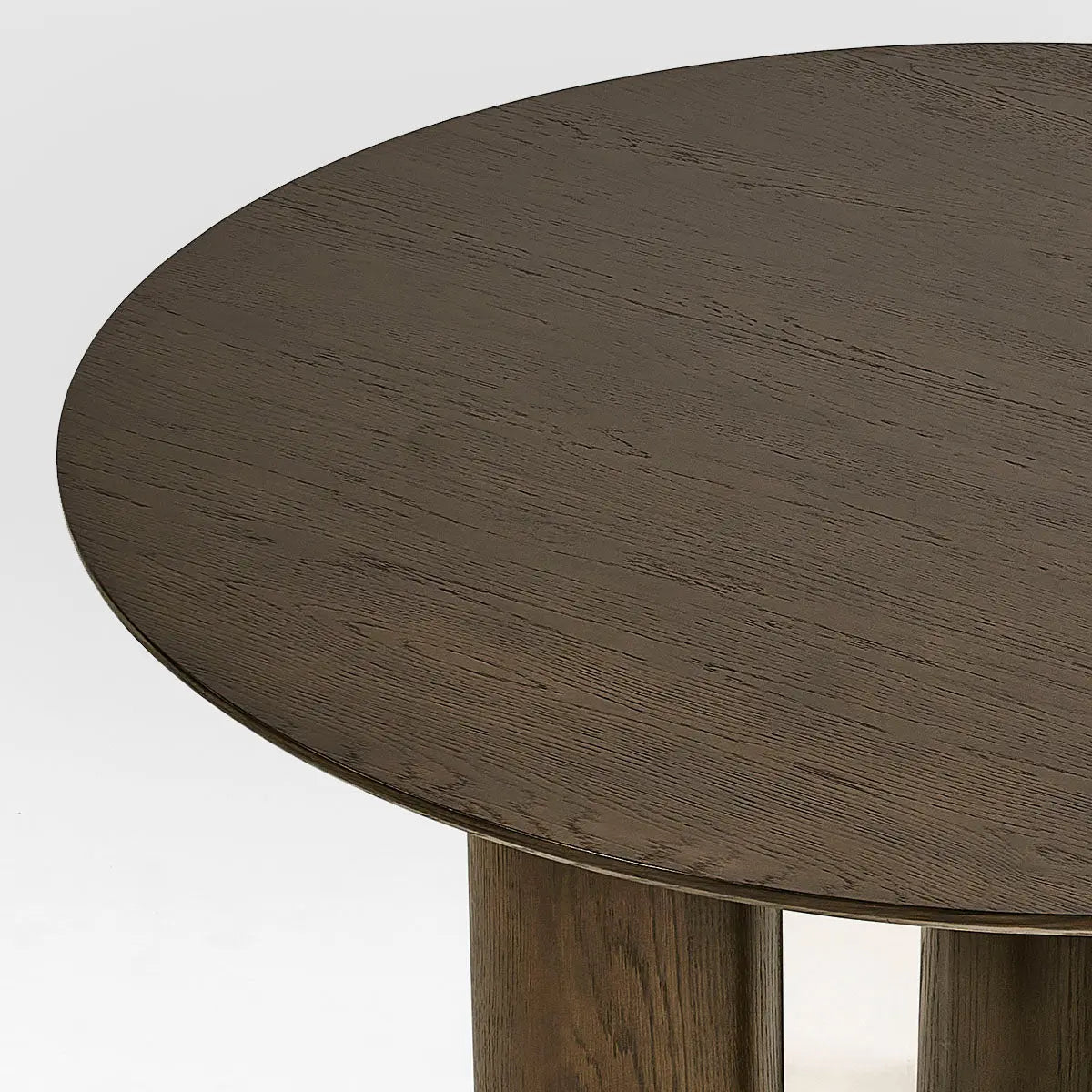 Baguette Modern Oak Wood Round Dining Table with 3 Legs.