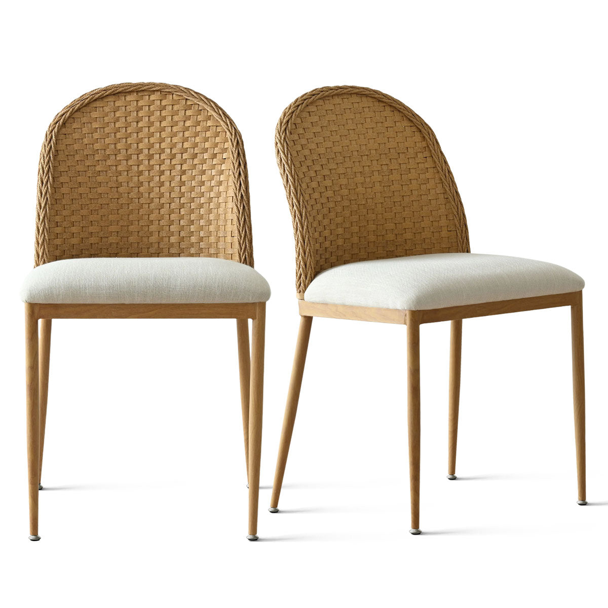 Barcelona Beige Rattan Upholstered Dining Chair (Set of 2)