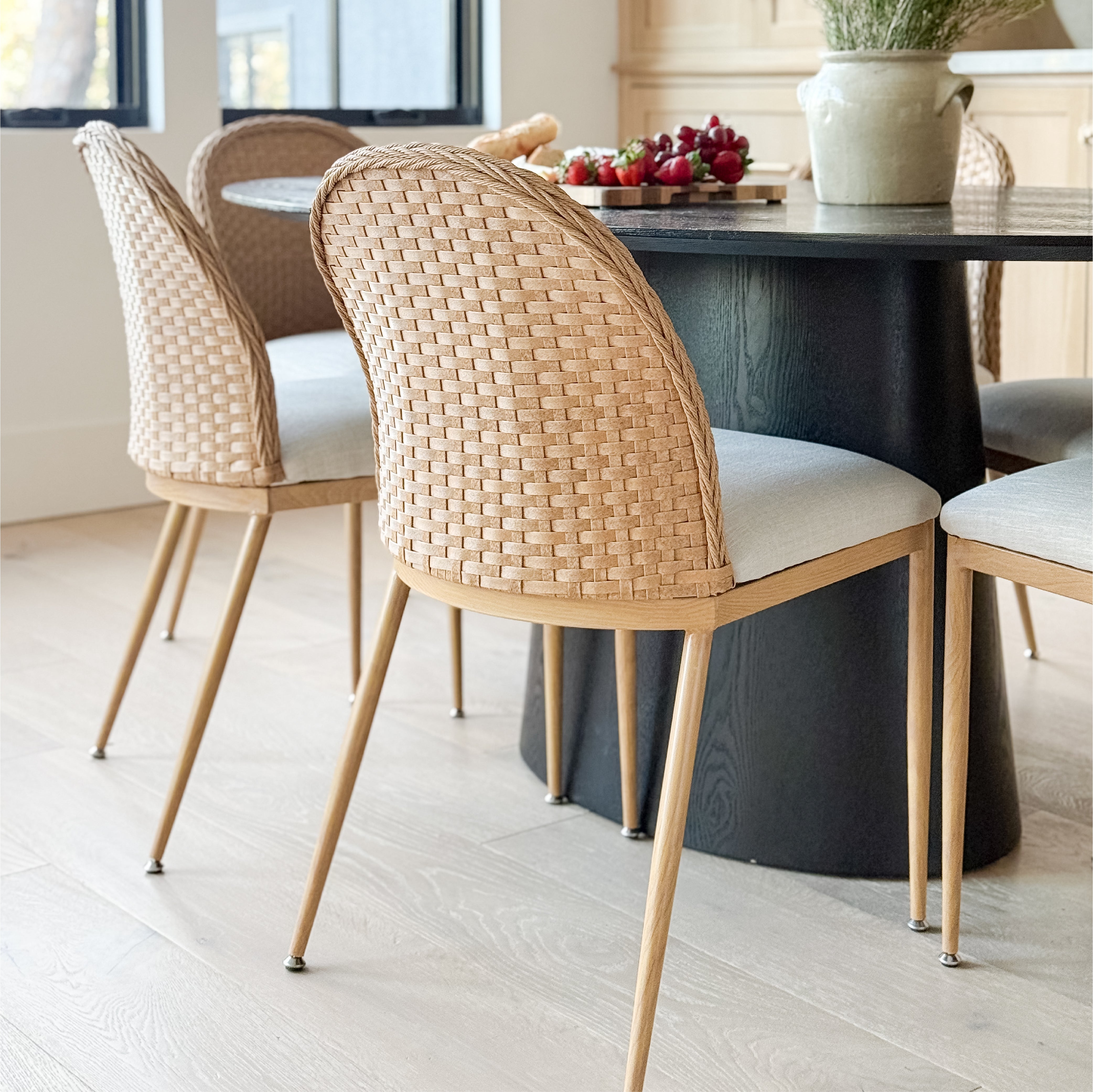 Barcelona Beige Rattan Upholstered Dining Chair (Set of 4)