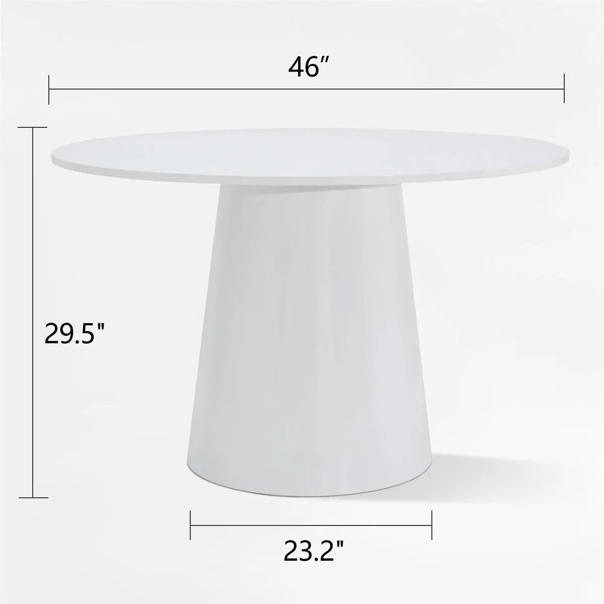 Dimensions of Dwen Modern Round Pedestal Dining Table.