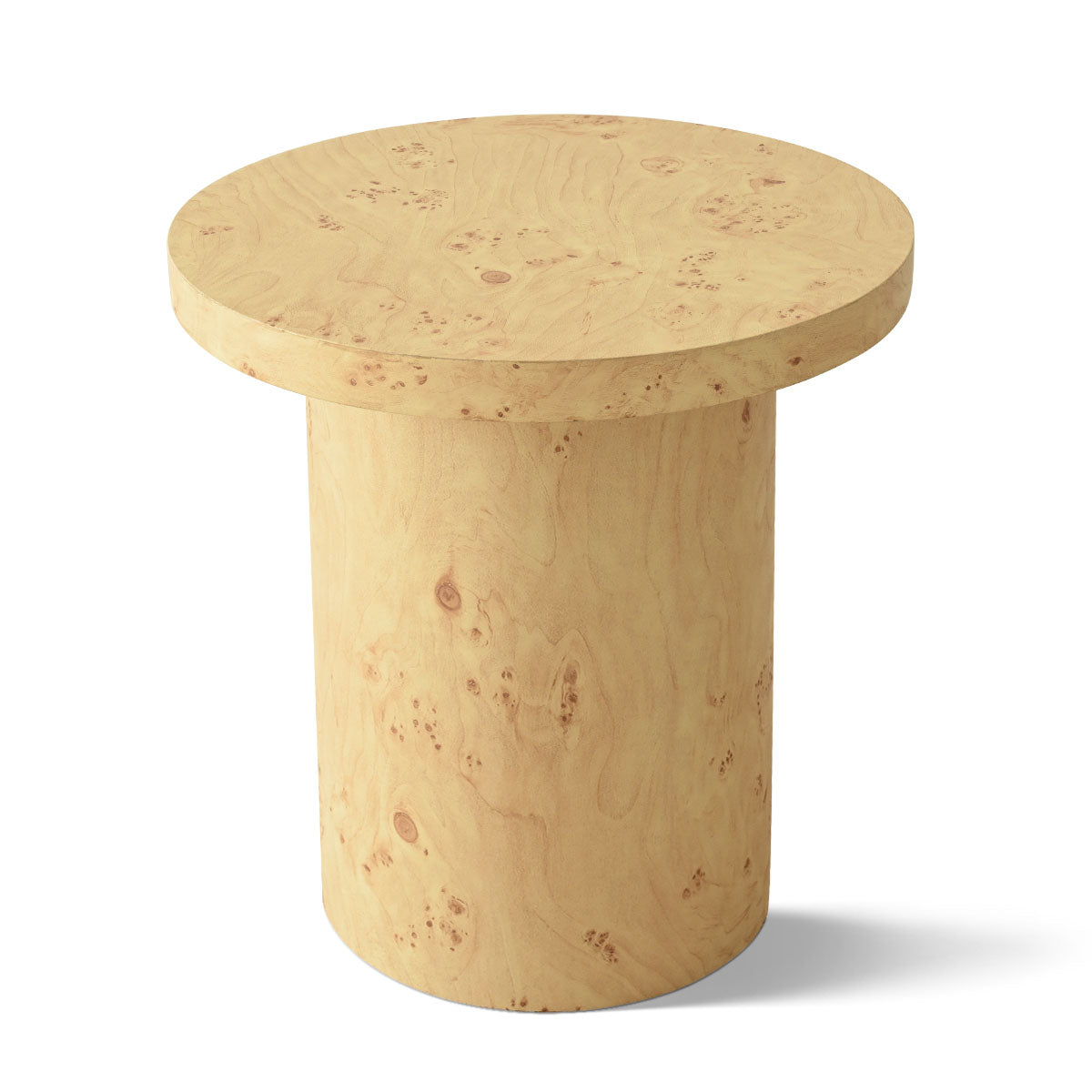 Dune 23.5" Burl Wood Round Pedestal Side Table