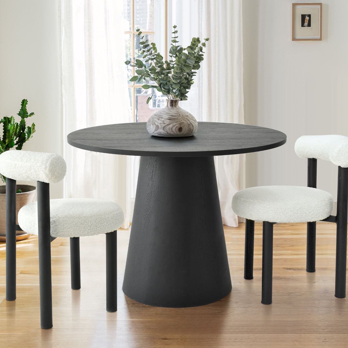 Dwen 35" Modern Round Pedestal Console Table