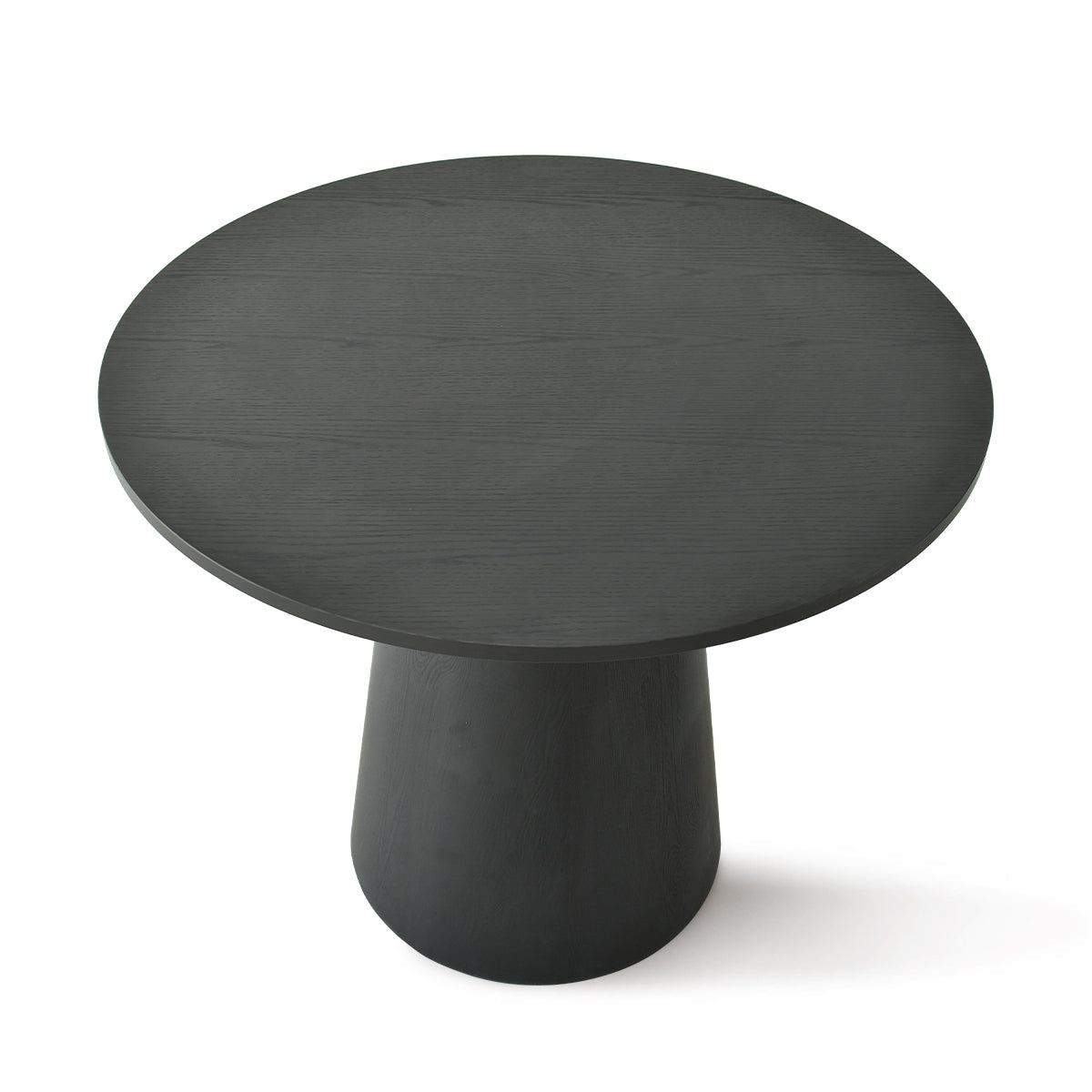 Dwen Modern Round Pedestal Dining Table, sleek design, ideal for dining rooms, solid dark finish.