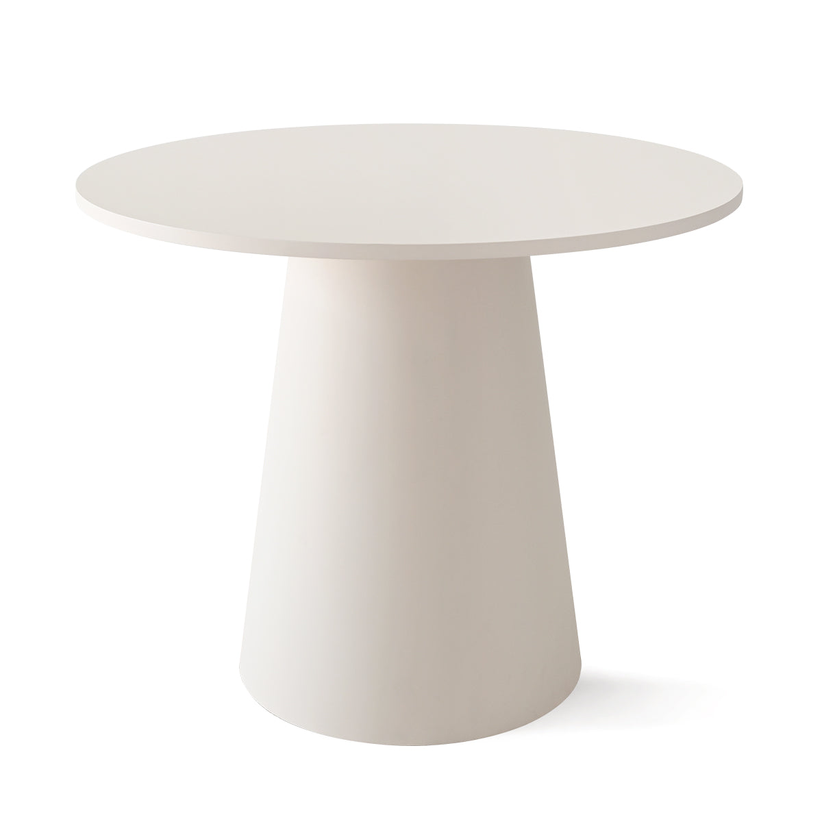 Dwen Modern Round Pedestal Dining Table, minimalist design, neutral color, versatile for dining rooms.