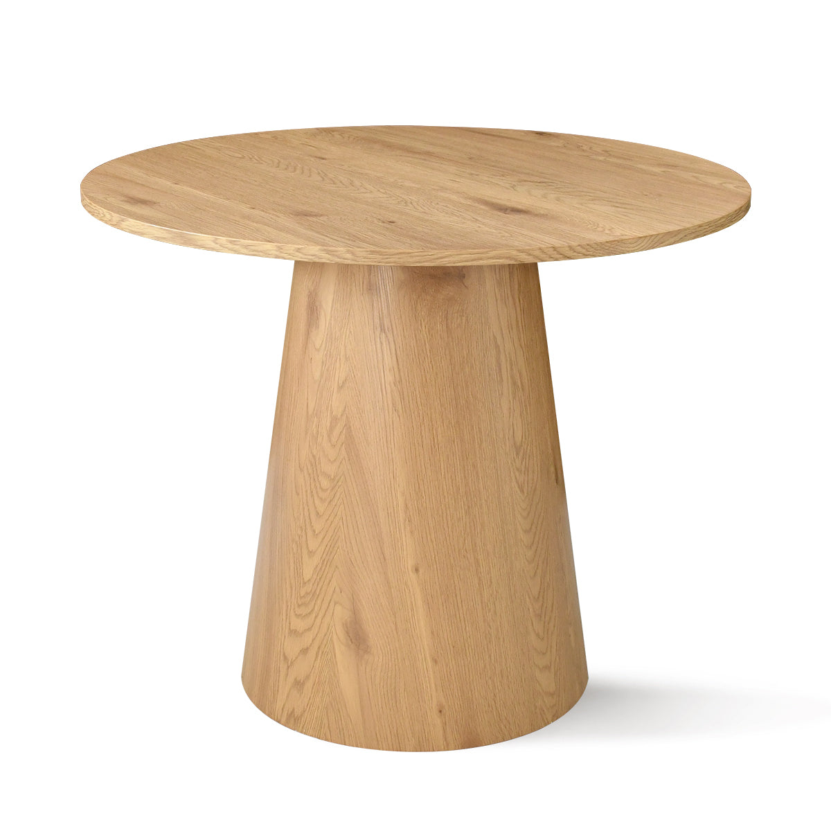 Minimalist Dwen Modern Round Pedestal Console Table with natural wood finish, ideal for contemporary interiors.