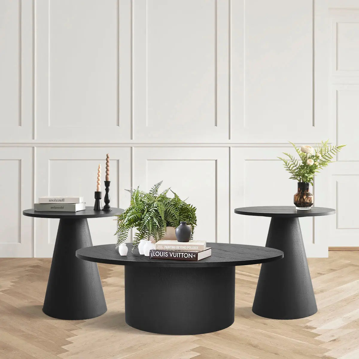 Modern Round Side Table Black popular - Minimalist Round Coffee Table - Painted Round Coffee Table