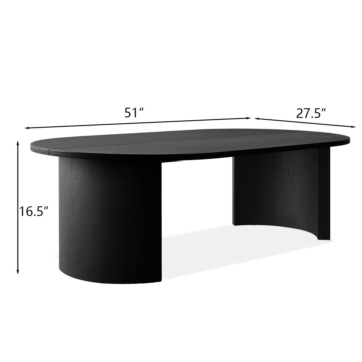 Dwen 51" Black Large Oval Coffee Table