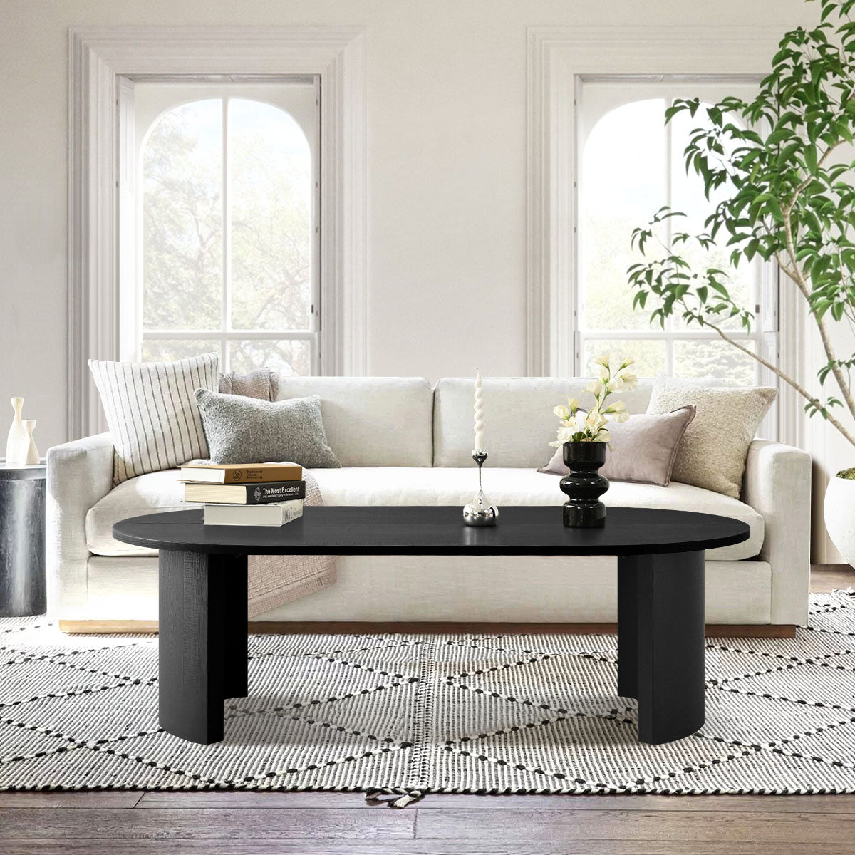 Dwen 51" Black Large Oval Coffee Table