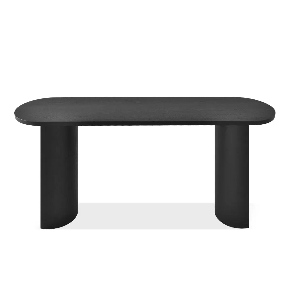 Dwen Modern Oval Console Table in black finish, minimalist design, perfect for contemporary living spaces.