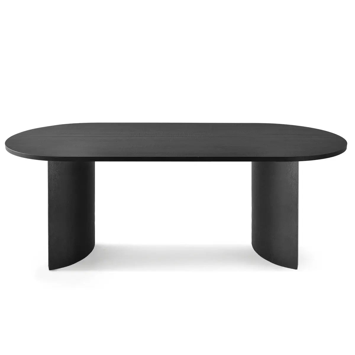 Contemporary black oval dining table by Dwen, modern design, suitable for large dining spaces.