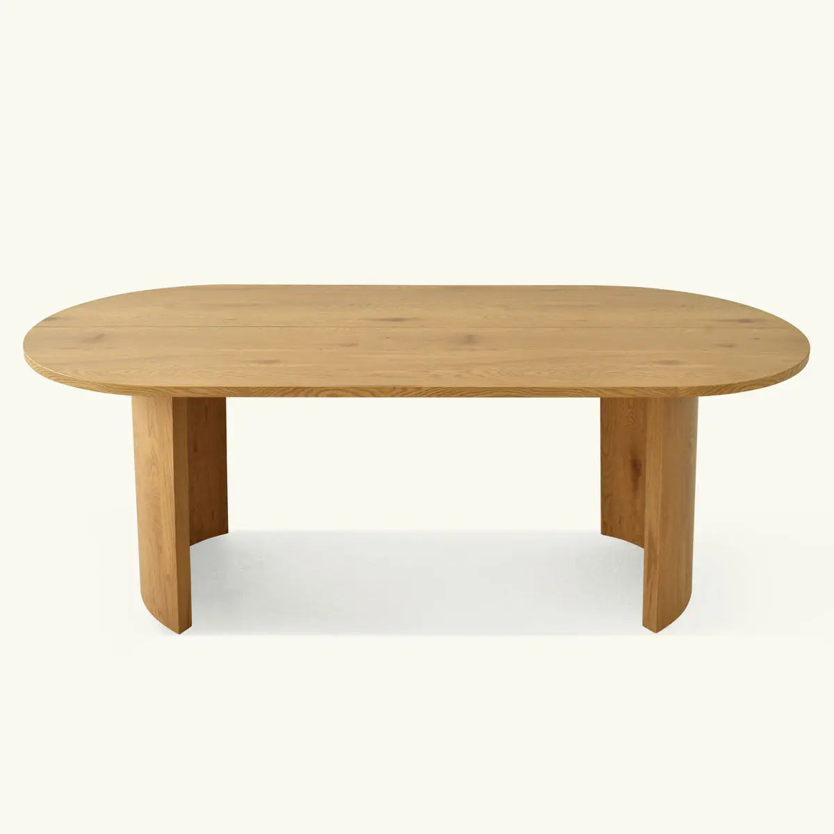 Oval wooden dining table by Dwen.