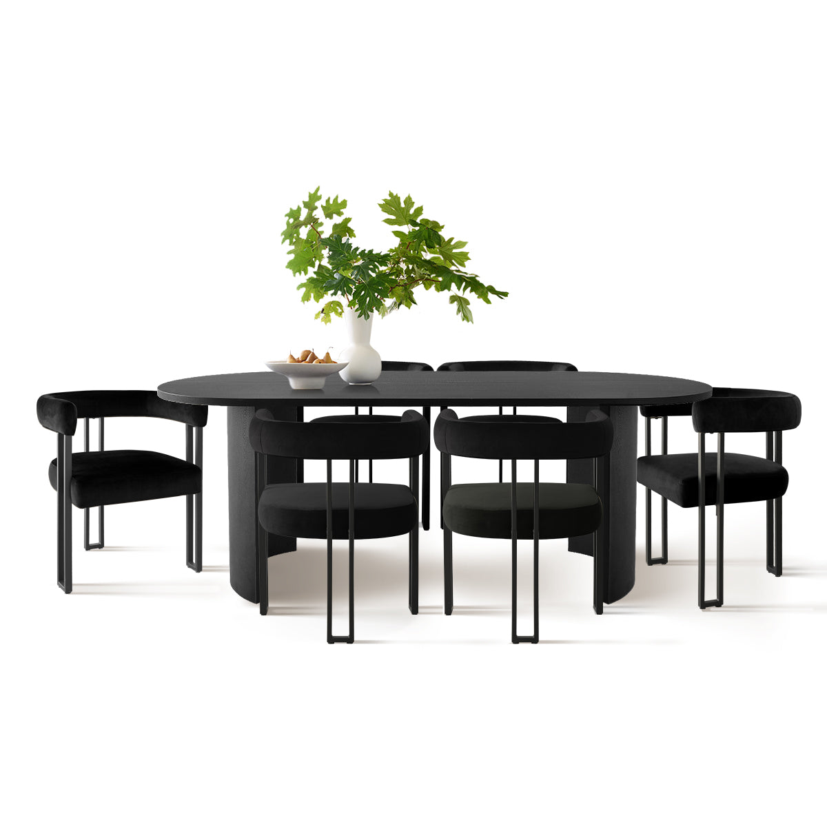 Dwen & Mia 79" Velvet Oval Dining Table Set for 6 (7-Piece)