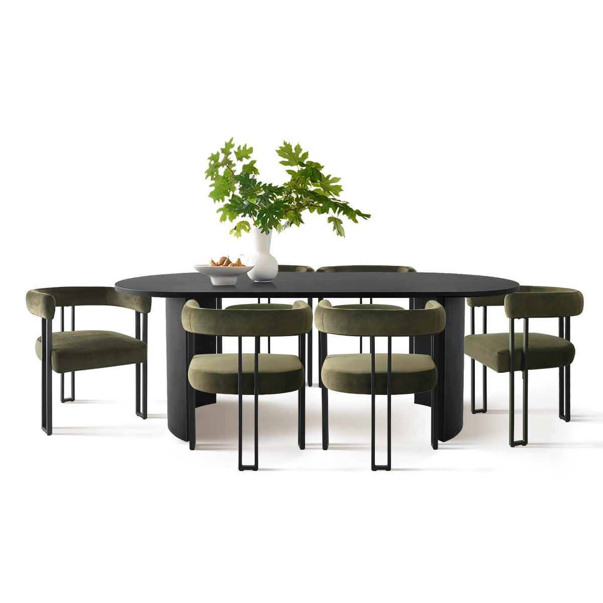 Dwen & Mia 79" Velvet Oval Dining Table Set for 6 (7-Piece)