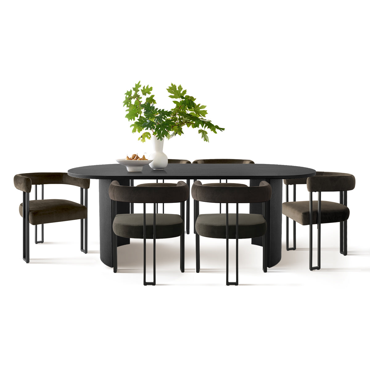 Dwen & Mia 79" Velvet Oval Dining Table Set for 6 (7-Piece)