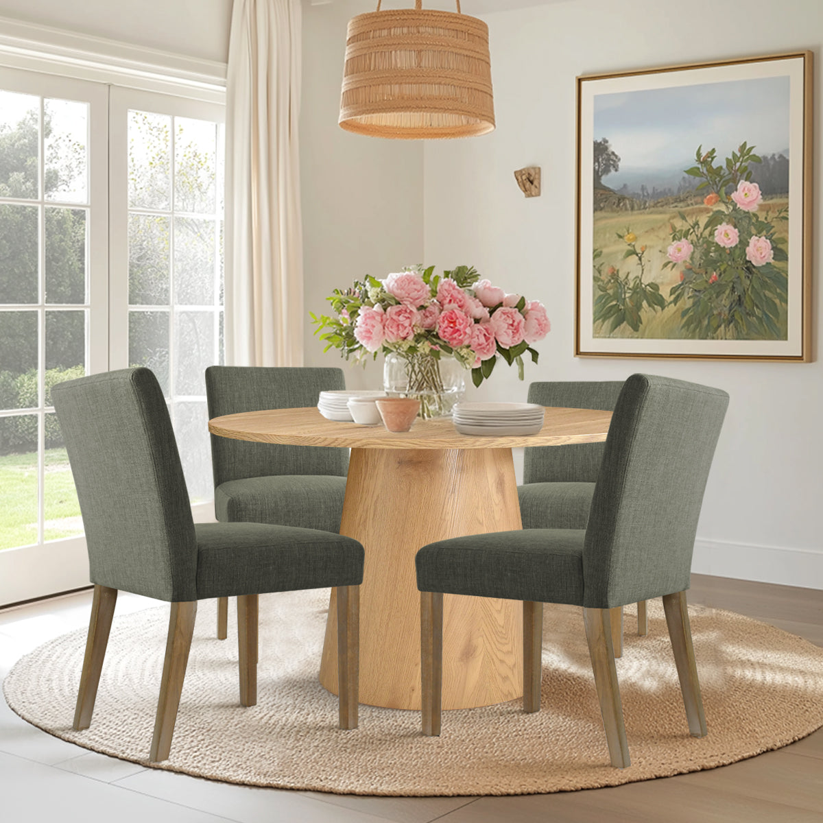 Dwen & North 46" Modern Round Dining Table Set for 4 (5-Piece)