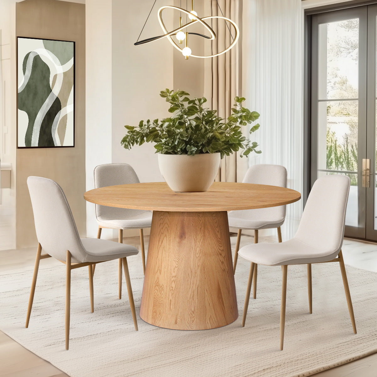 Dwen & Oslo 46" Round Dining Table Set for 4 (5-Piece)