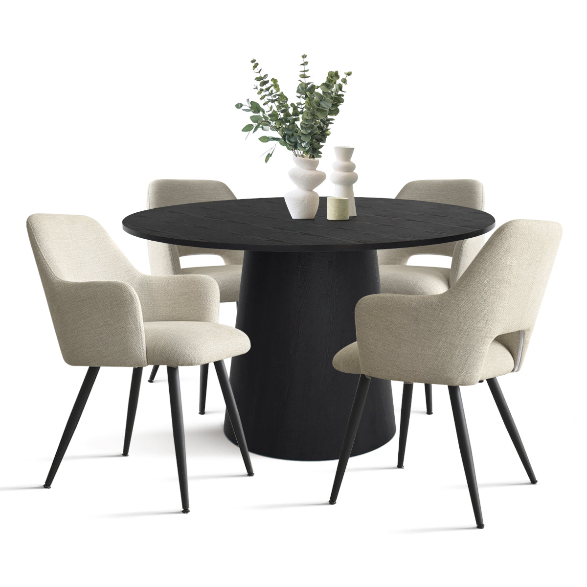 Dwen & Edwin 46" Round Dining Table Set for 4 (5-Piece)