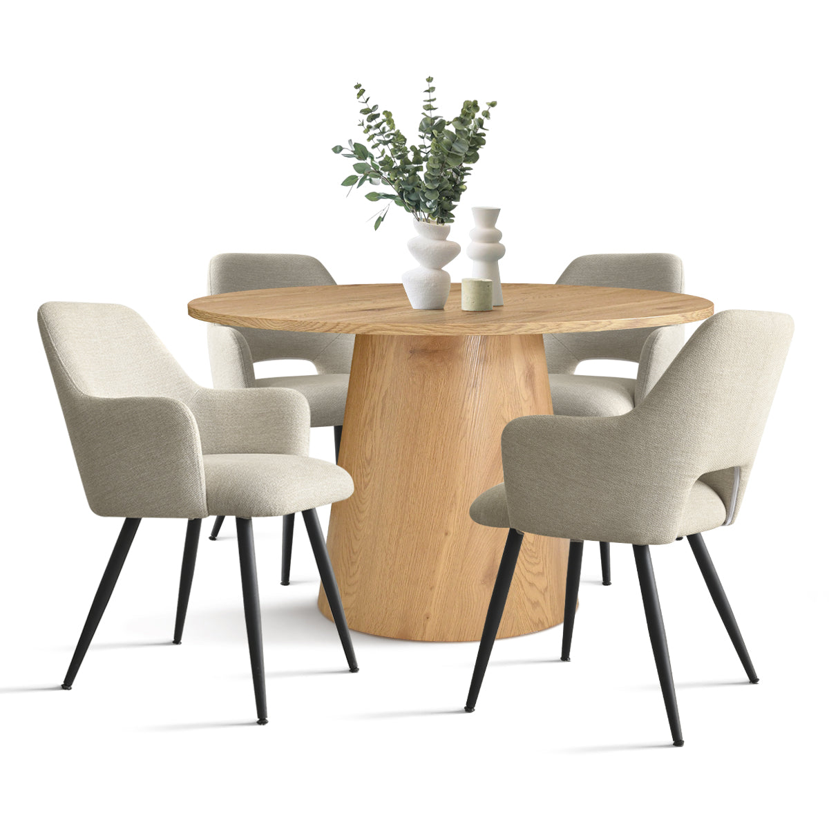 Dwen & Edwin 46" Round Dining Table Set for 4 (5-Piece)