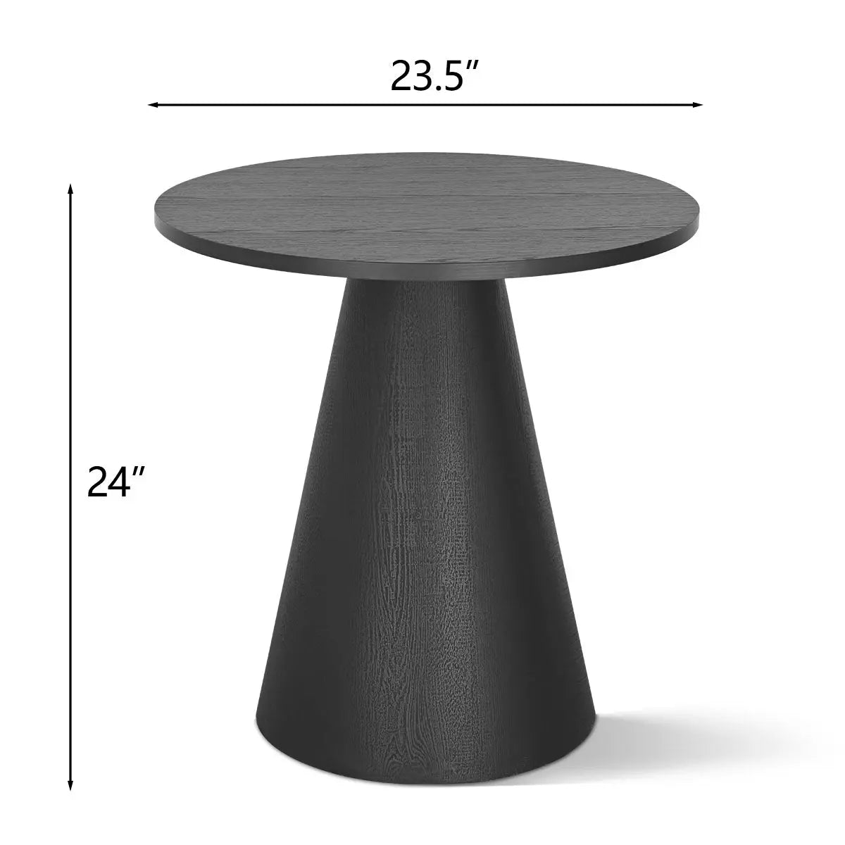 Dwen Modern Black Round Side Table, dimensions 23.5"x24", minimalist design, ideal for contemporary living.