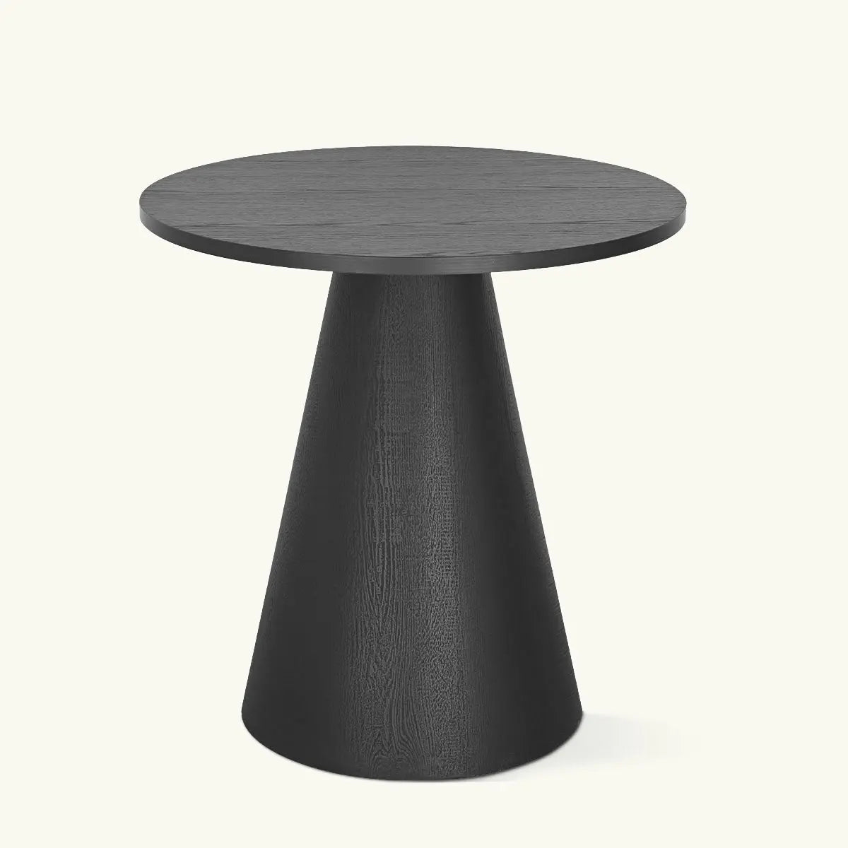 Dwen Modern black round side table with textured finish; minimalist design, shown against white background.