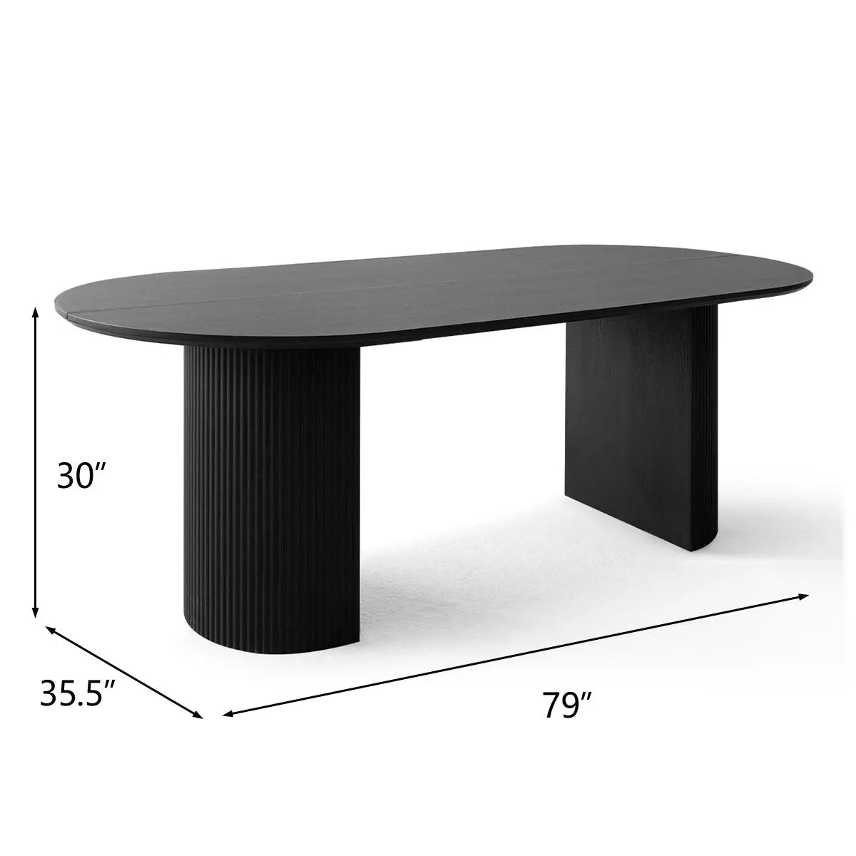 Dwen Modern Large Roman Pillar Oval Dining Table, dimensions 79" x 35.5" x 30", minimalist design.