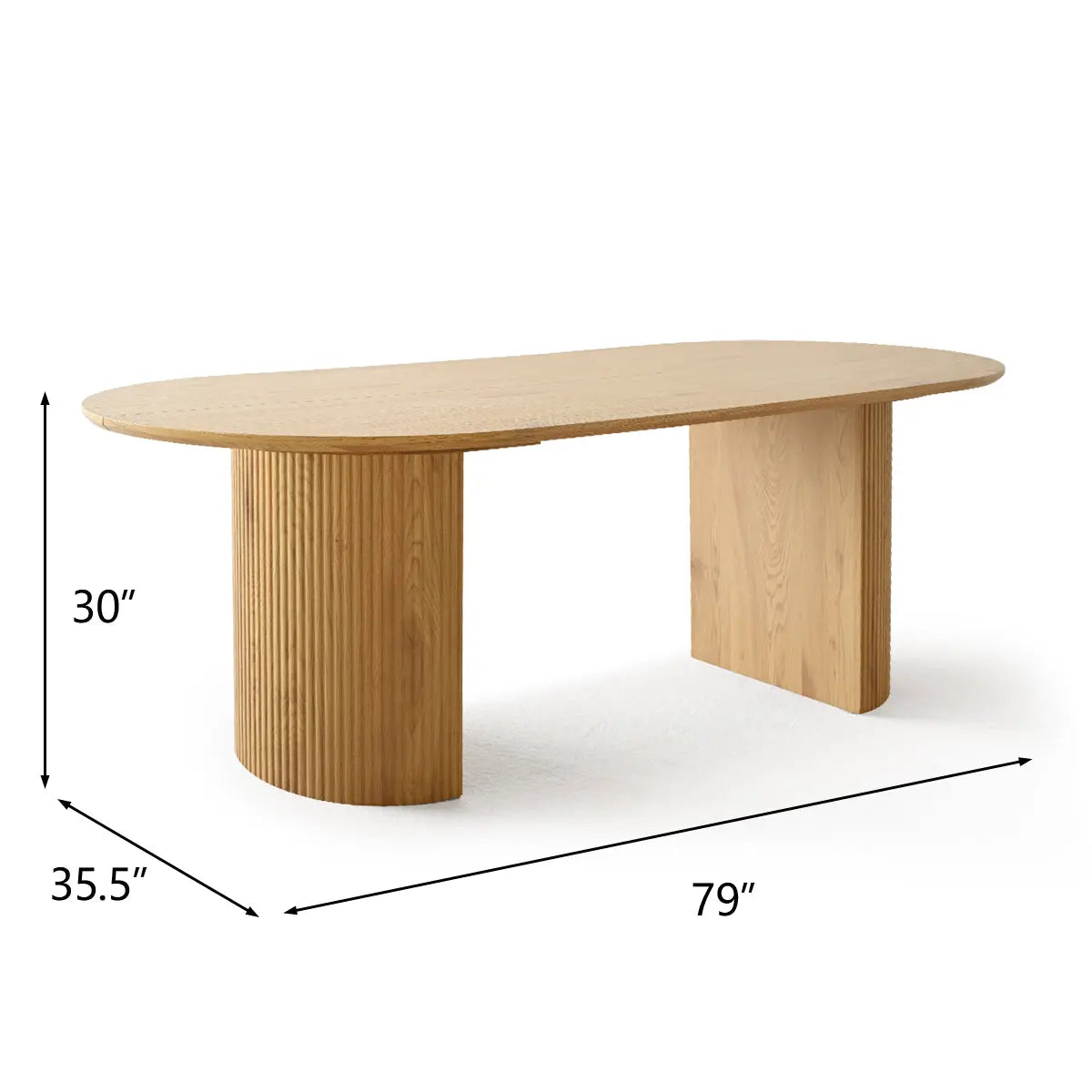 Dwen Modern Large Roman Pillar Oval Dining Table, dimensions 79"x35.5"x30", wooden design.