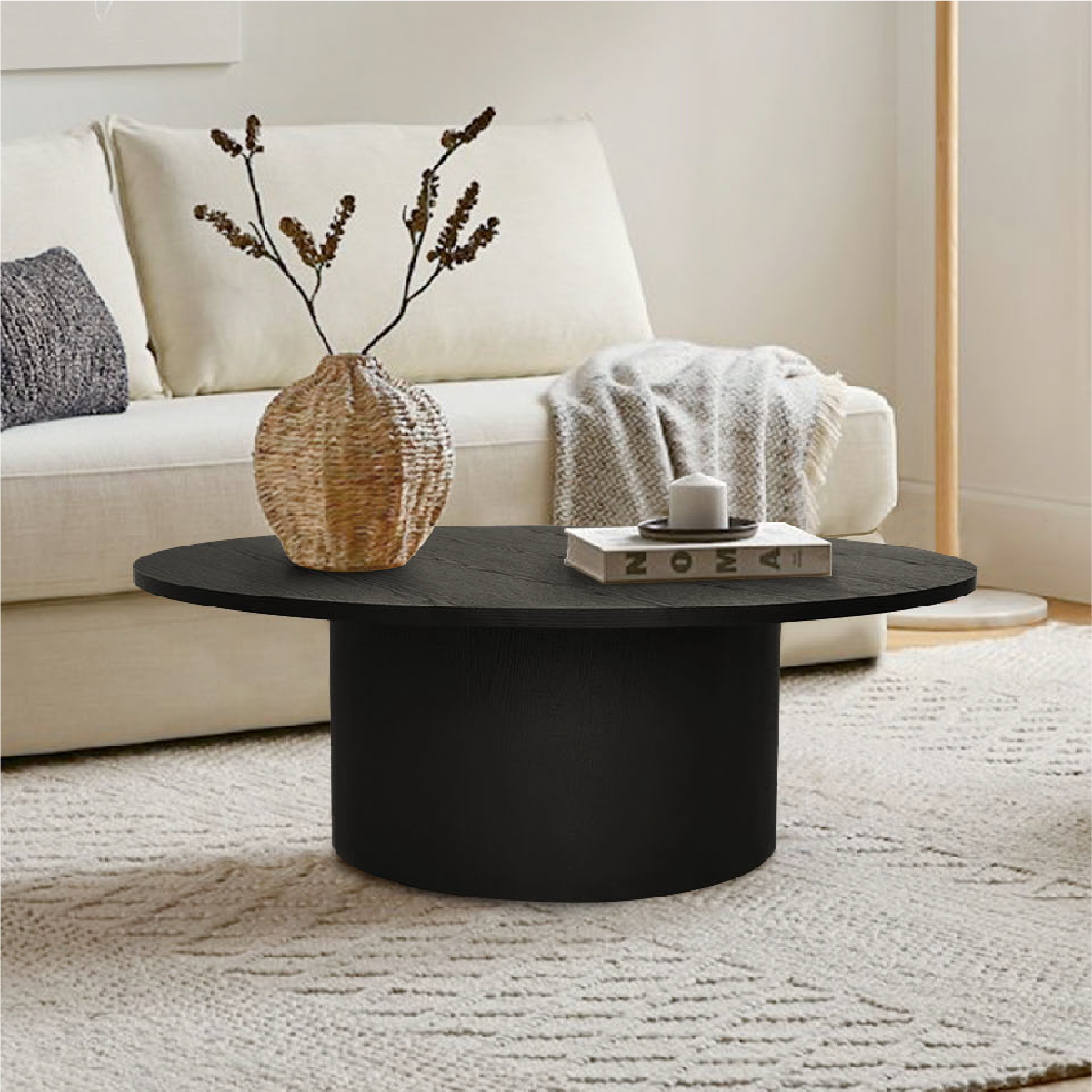 Dwen 40" Modern Round Pedestal Coffee Table