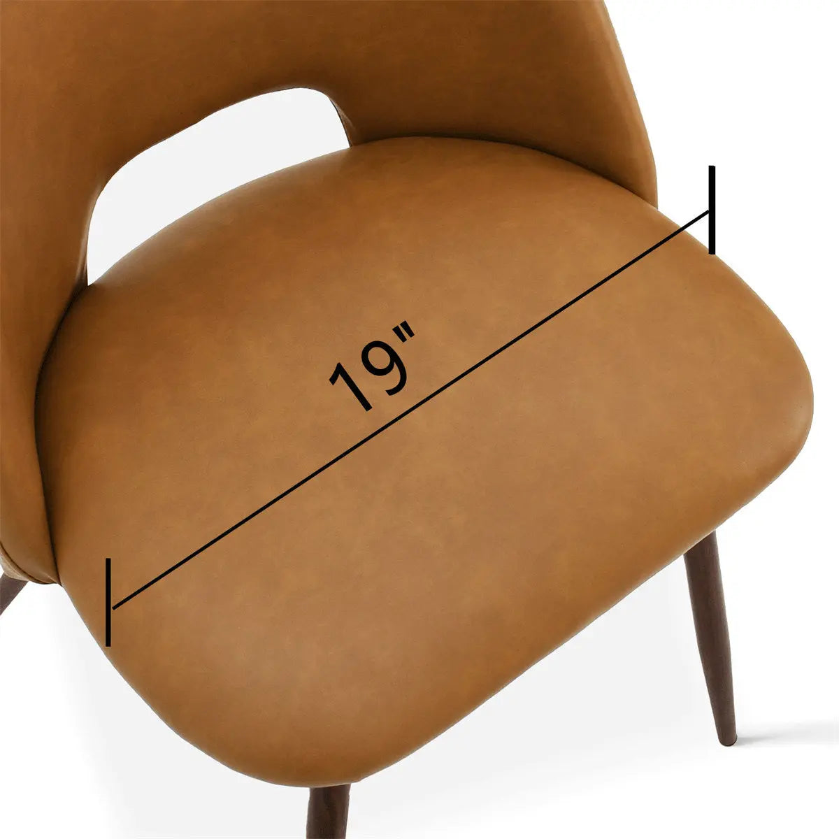 Edwin Modern Leather Dining Chair, 19" seat dimension, brown leather, ergonomic design.