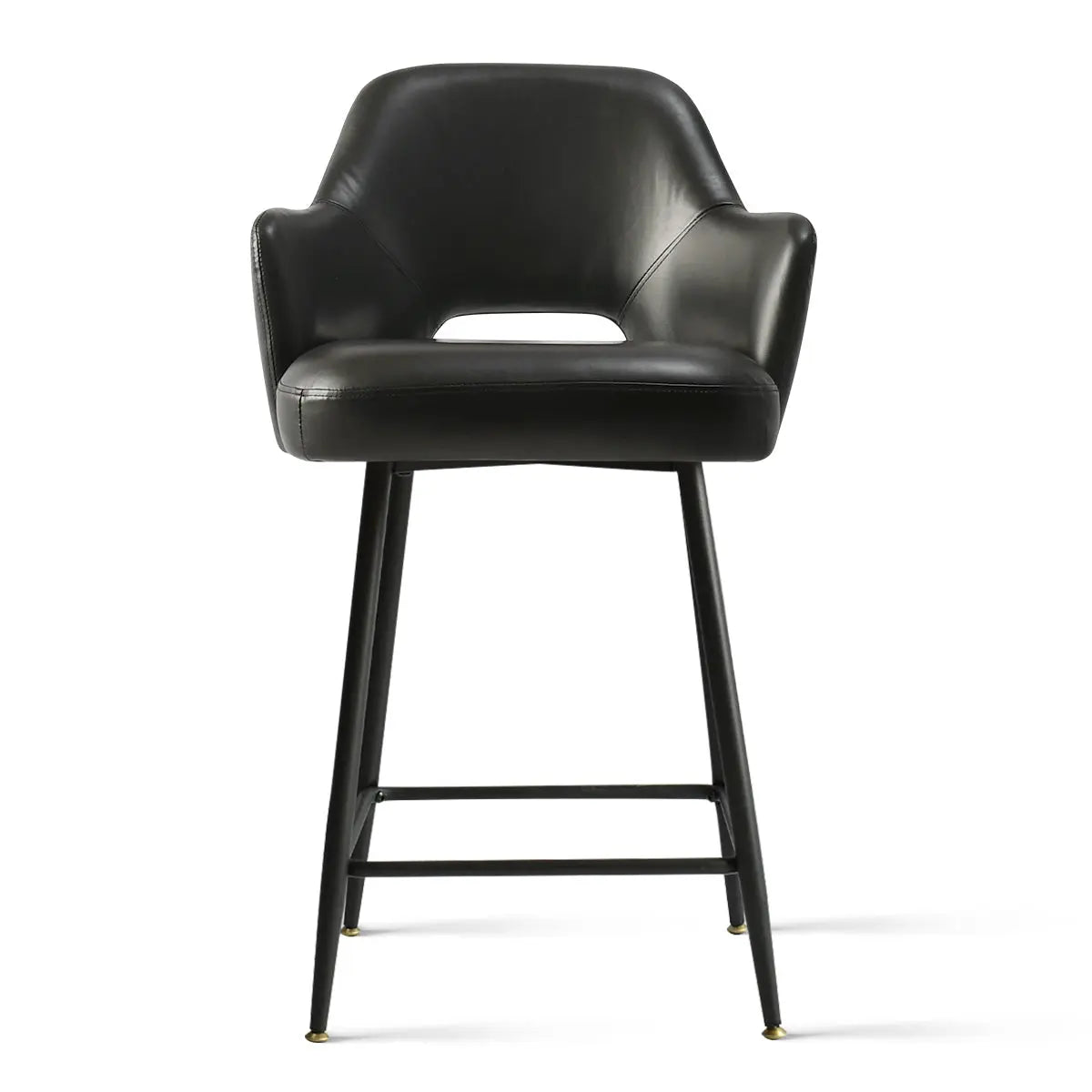 Edward Leather Counter Stool with Arms, black, modern design, ideal for kitchen or bar seating.