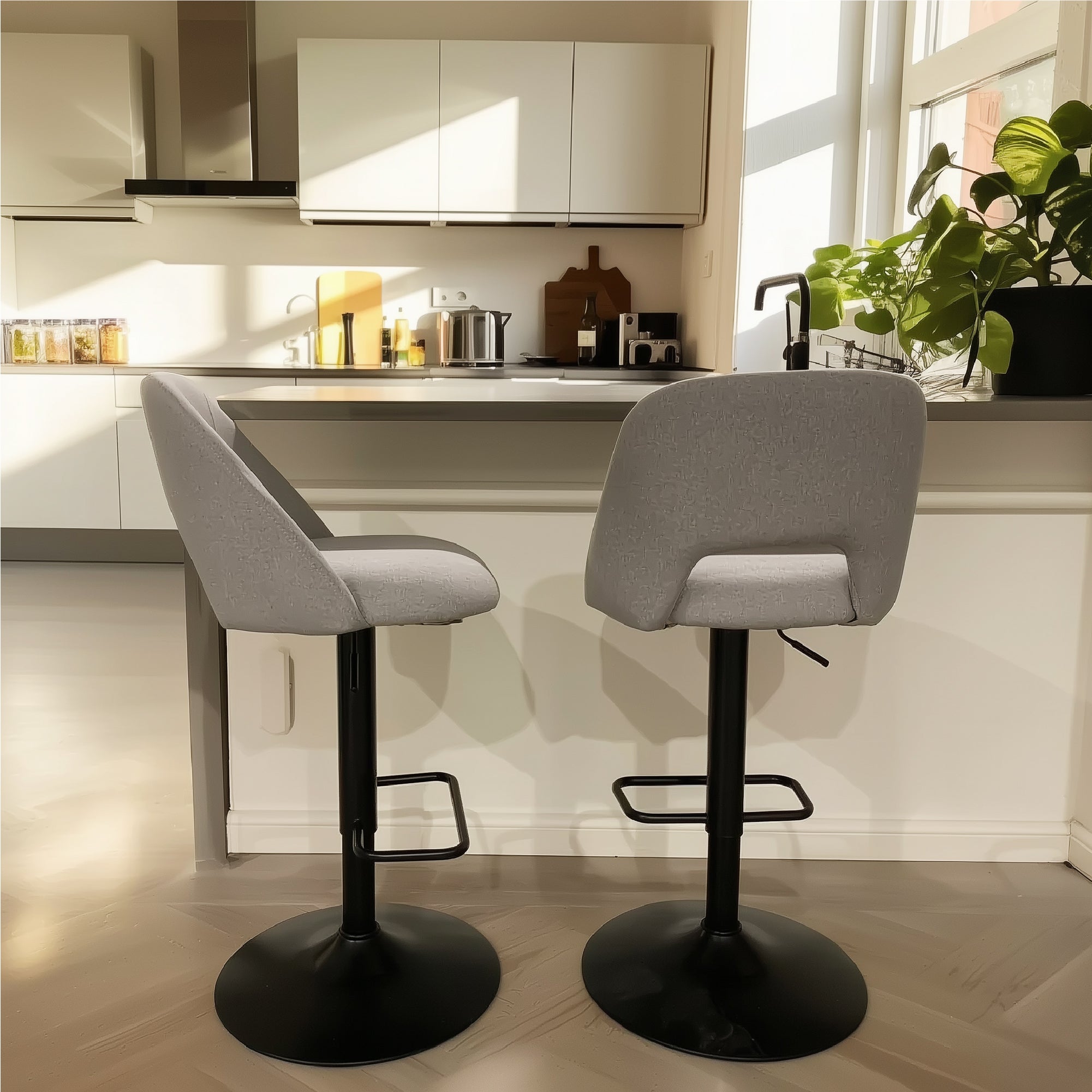 Edwin Upholstered Swivel Adjustable Counter Stool (Set of 2)