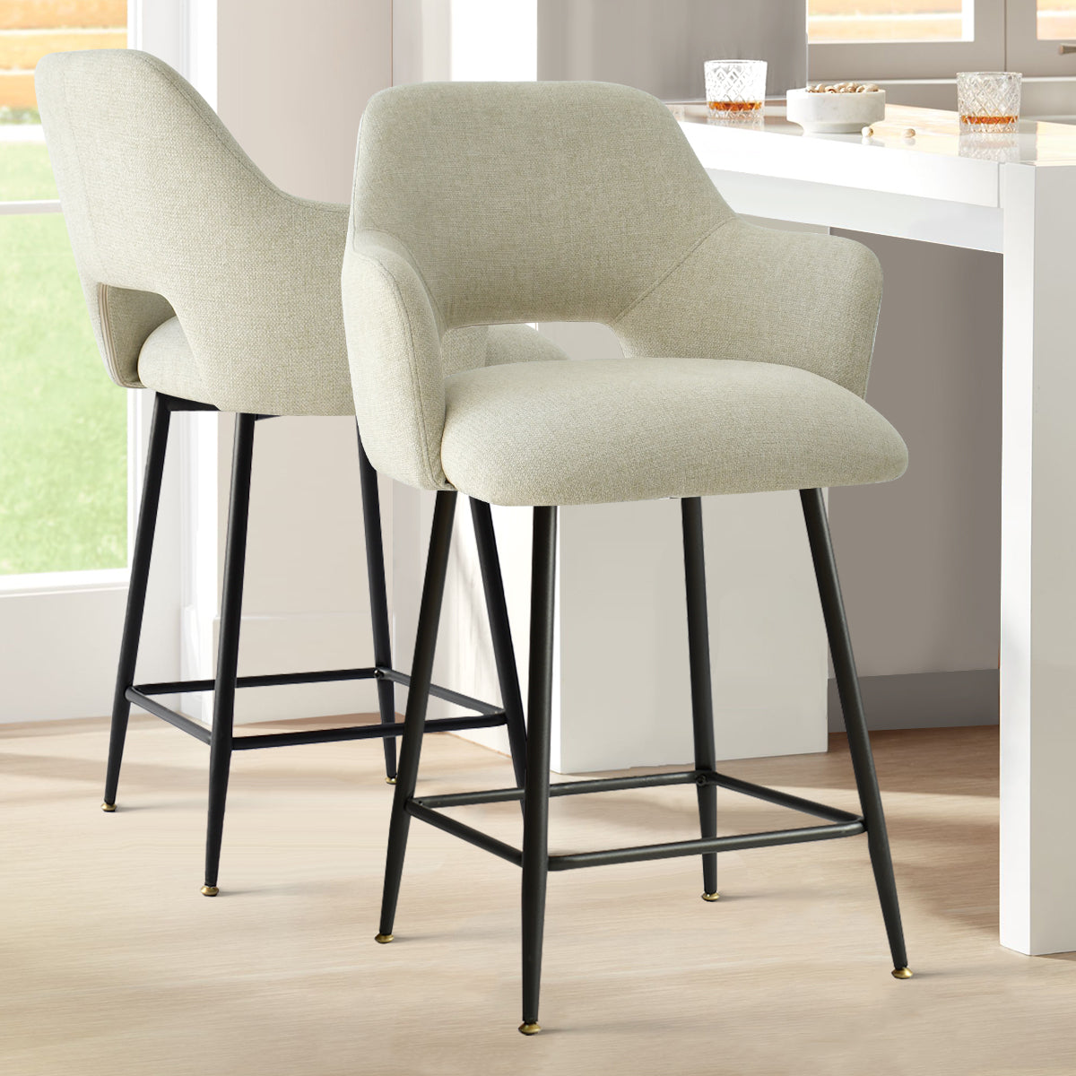 Edwin Upholstered Counter Stool with Arms (Set of 2)