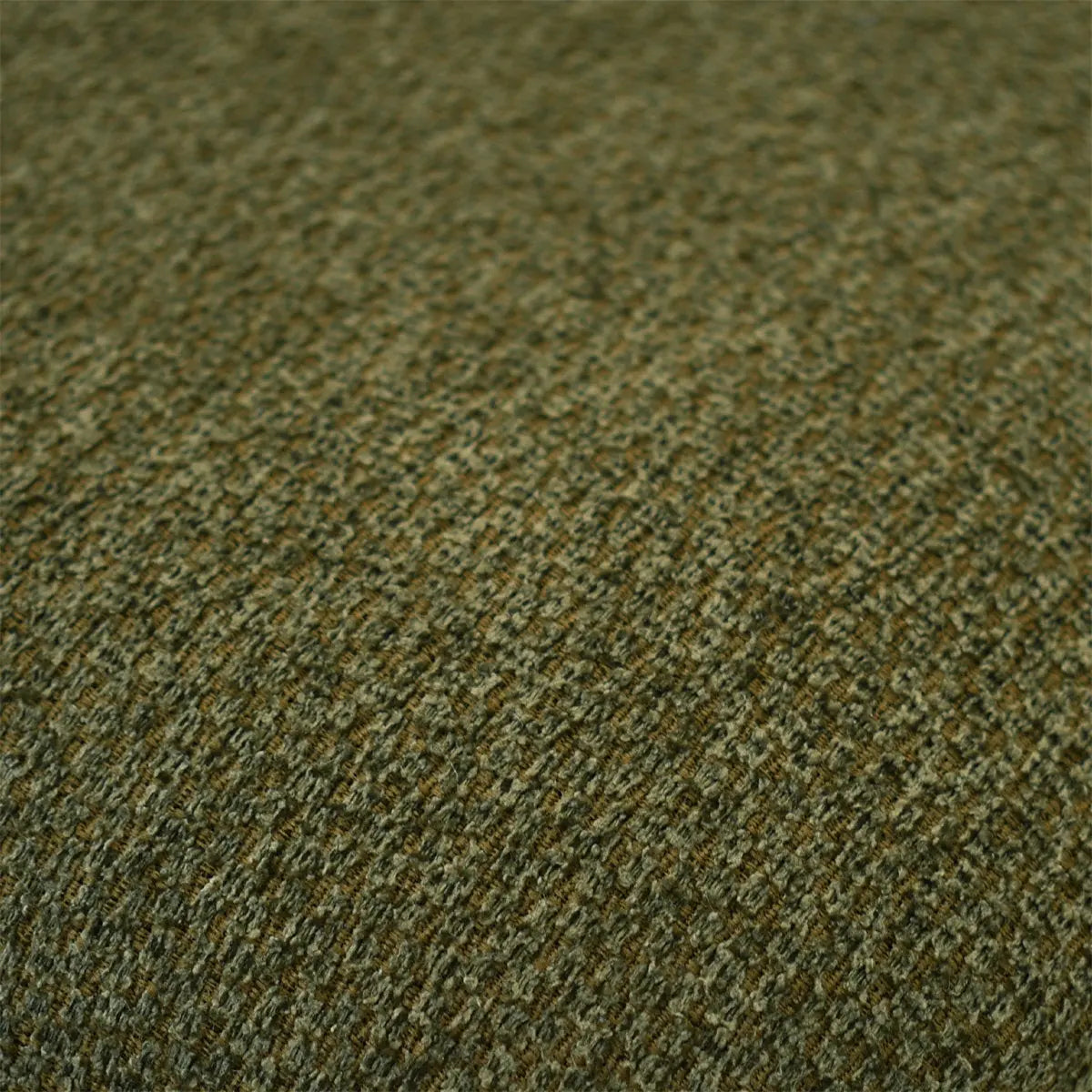 Close-up texture of green upholstery fabric used in the Dwen & Edwin black round dining table set.