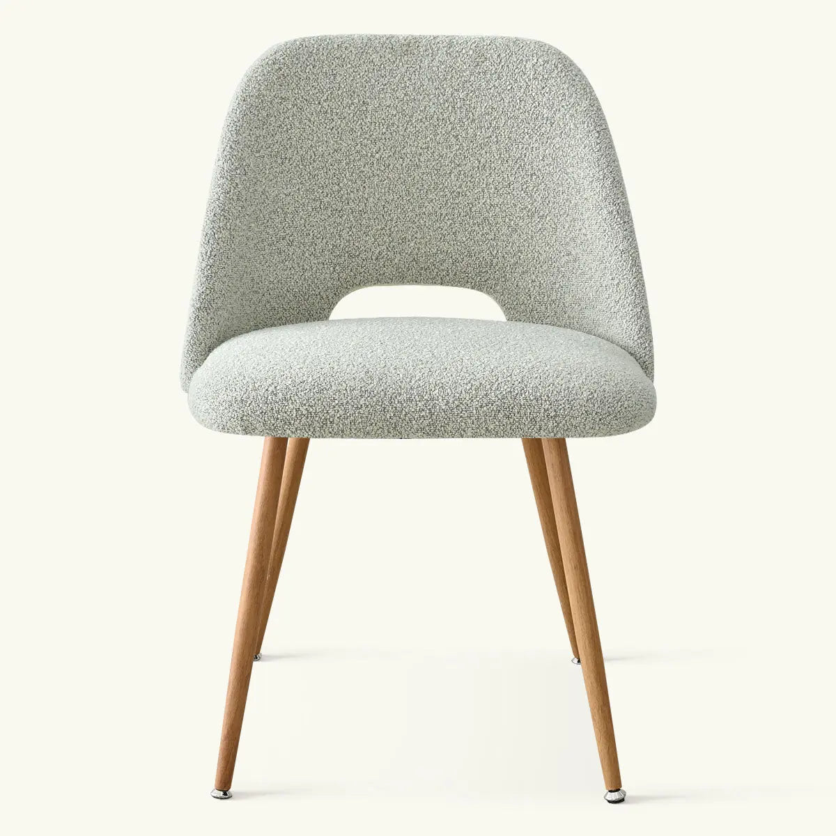 Edwin Modern Upholstered Dining Chair with wooden legs, stylish design, dimension details available.