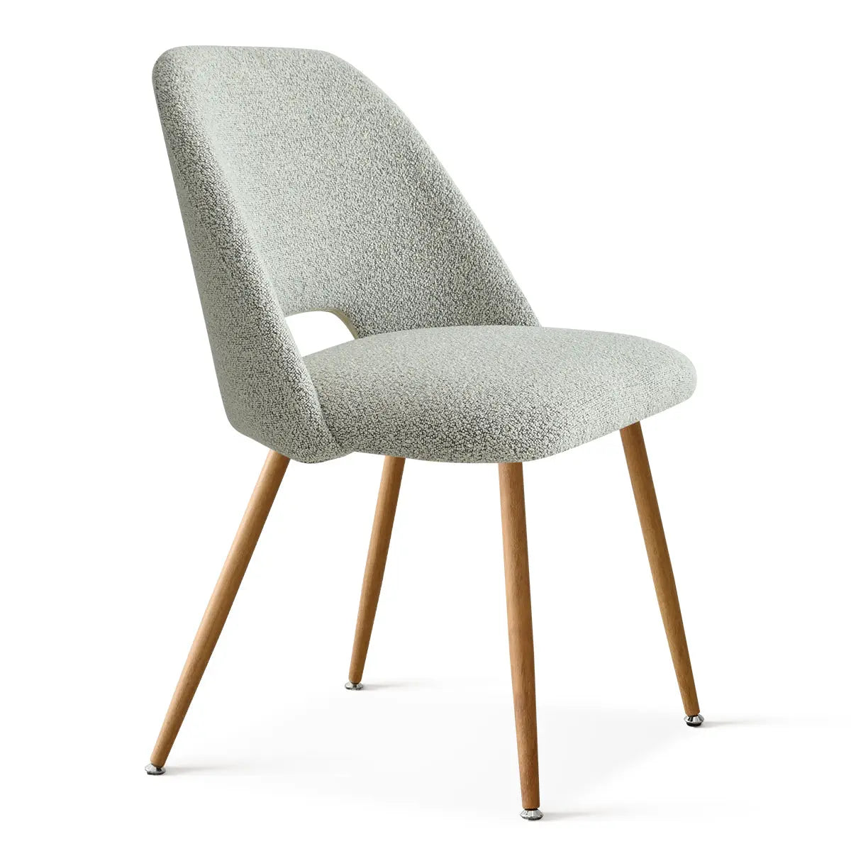 Dwen & Edwin dining chair with wooden legs, modern design.