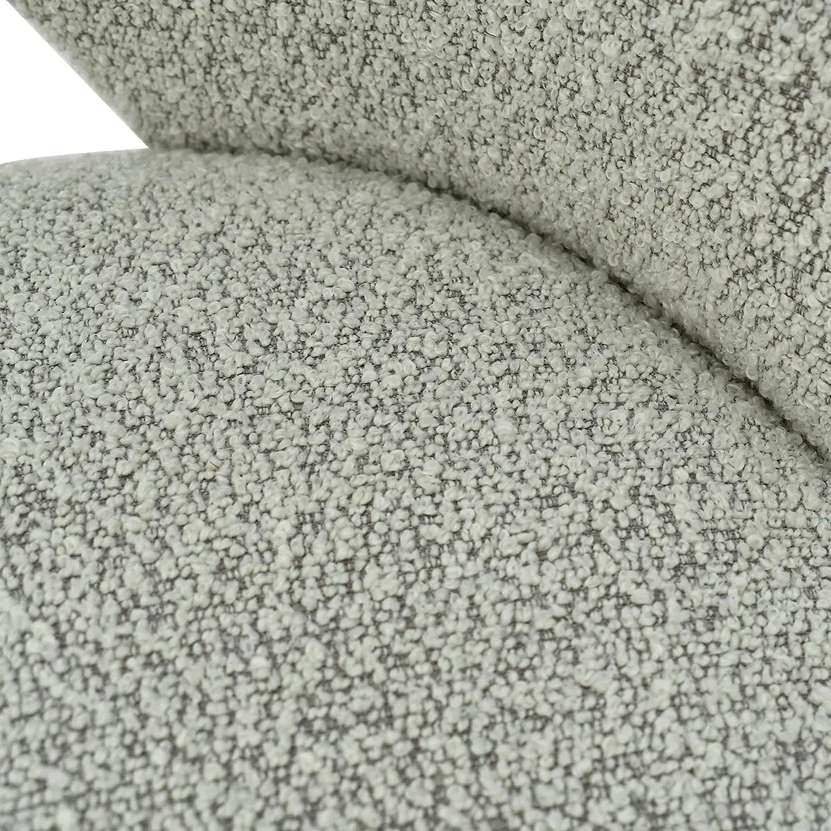 Close-up texture of Dwen & Edwin Modern Round Dining Table Set upholstery in light gray.