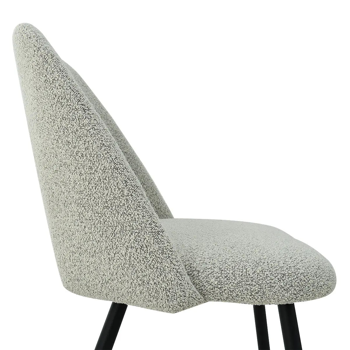 Edwin Modern Upholstered Dining Chair with Metal Legs, textured fabric, side profile view.