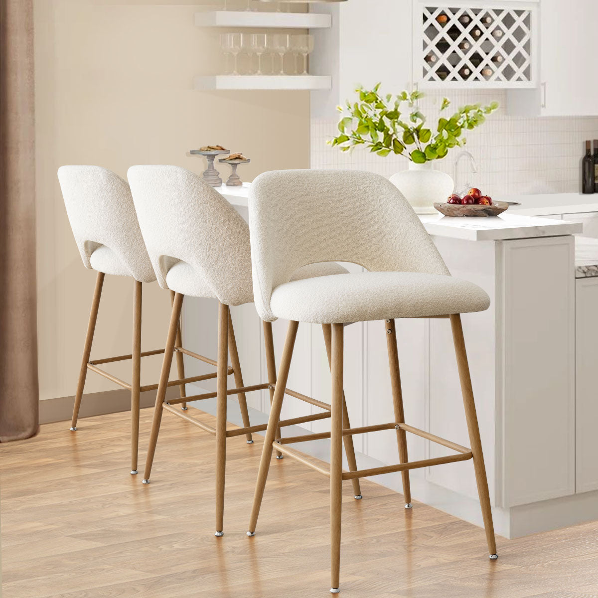 Edwin Boucle Upholstered Counter Stool (Set of 2)