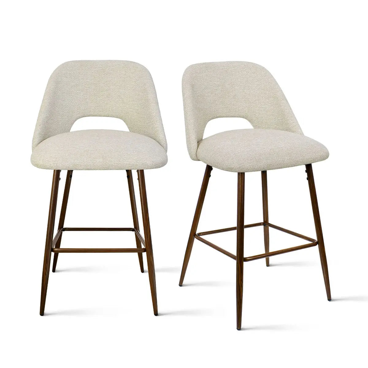 Oliver & Edwin Beige Dining Chair Set, minimal design, wooden legs, upholstered seats, modern dining room.