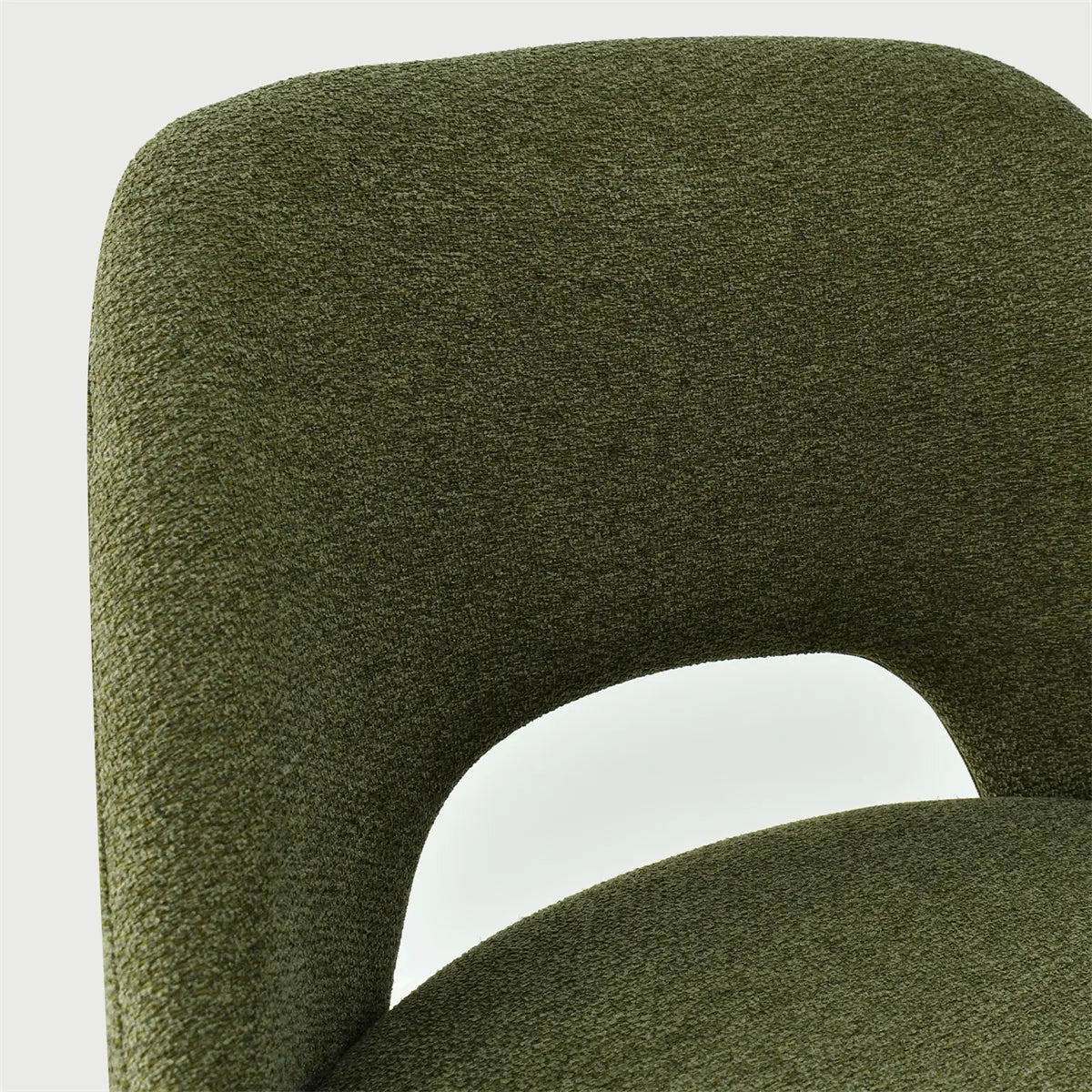 Edwin Modern Upholstered Counter Stool, green fabric texture, close-up view, ergonomic design.