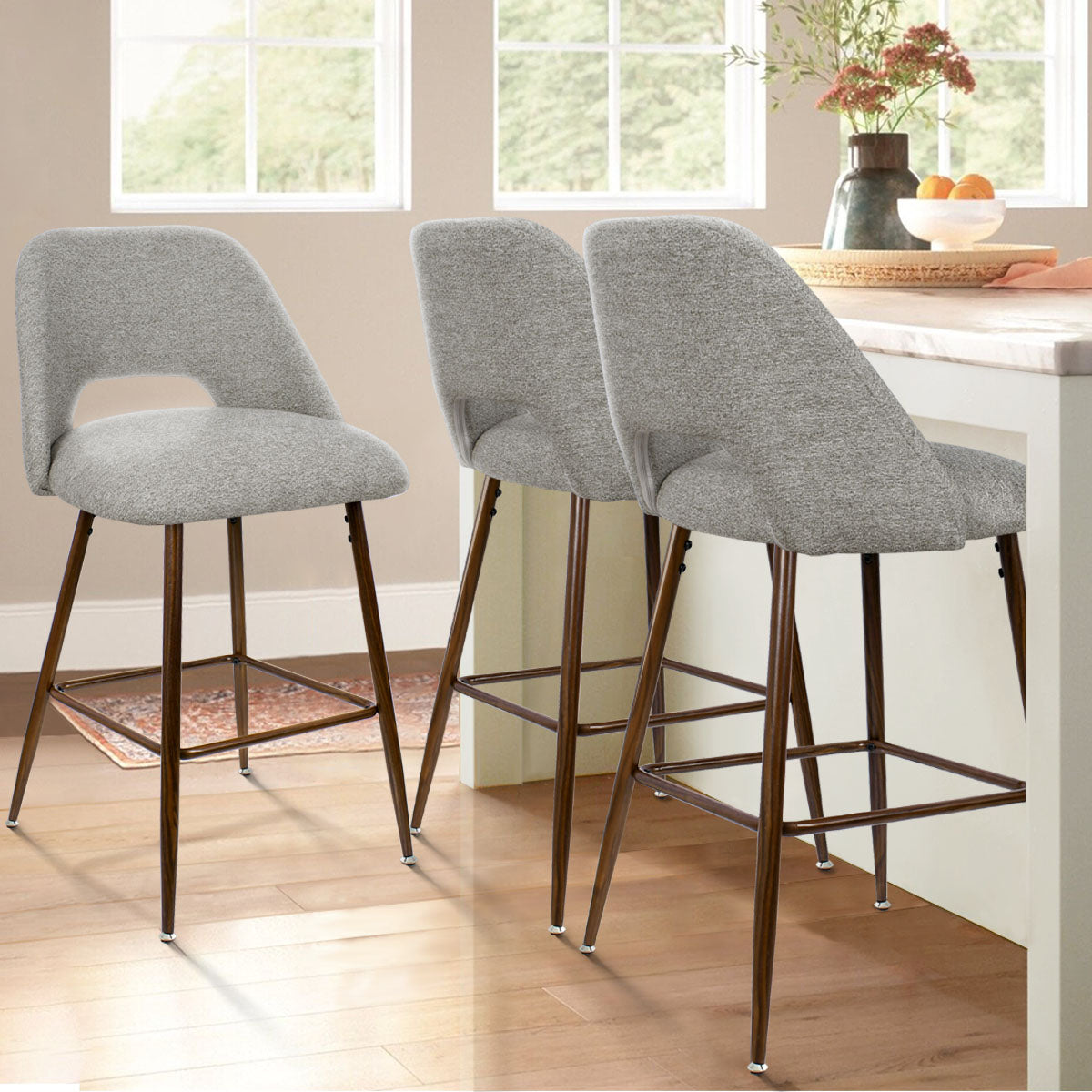 Edwin 26" Modern Upholstered Counter Stool (Set of 3)