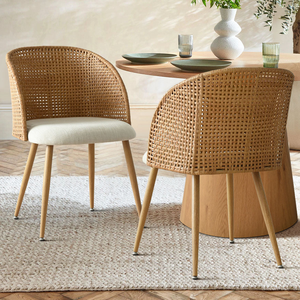 Grasse Rattan Upholstered Dining Chair (Set of 2)